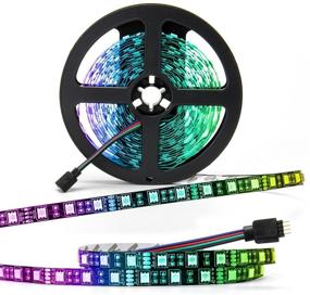 img 4 attached to 🌈 SUPERNIGHT - Black PCB 5050 RGB LED Strip: 16.4ft 300 LEDs Color Changing Non-Waterproof Flexible Rope Lighting - Black PCB Strip