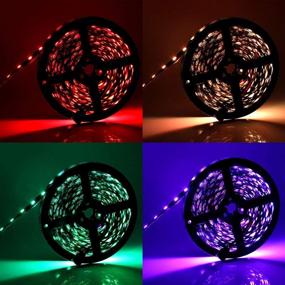 img 1 attached to 🌈 SUPERNIGHT - Black PCB 5050 RGB LED Strip: 16.4ft 300 LEDs Color Changing Non-Waterproof Flexible Rope Lighting - Black PCB Strip