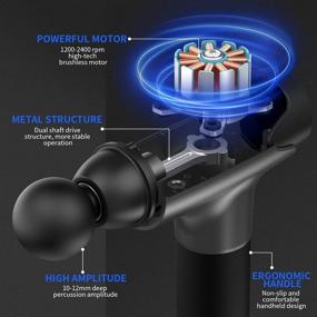 img 2 attached to 🔫 Окончательный серый массажный аппарат для ударов: Глубокое облегчение тканей для спортсменов, портативный массажер для мышц с 6 головками, 30 скоростями и ЖК-сенсорным экраном.