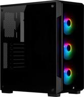 улучшите свой игровой опыт с корпусом corsair icue 220t rgb черного цвета с закаленным стеклом, средний башенный корпус atx для интеллектуальной игры. логотип