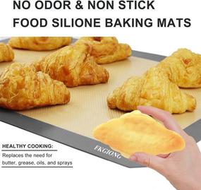 img 3 attached to 🍪 Nonstick Silicone Baking Mat Set of 3 - 2 Large Half Sheets (11 5/8" x 16 1/2") + 1 Quarter Sheets - Extra Thick Reusable Bakeware Mats for Cookies, Pastry, Bread, Bun, Fondant