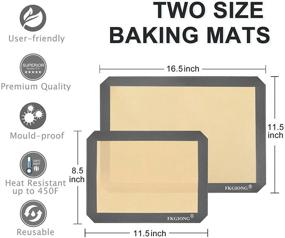 img 2 attached to 🍪 Nonstick Silicone Baking Mat Set of 3 - 2 Large Half Sheets (11 5/8" x 16 1/2") + 1 Quarter Sheets - Extra Thick Reusable Bakeware Mats for Cookies, Pastry, Bread, Bun, Fondant