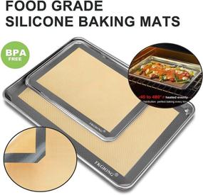 img 1 attached to 🍪 Nonstick Silicone Baking Mat Set of 3 - 2 Large Half Sheets (11 5/8" x 16 1/2") + 1 Quarter Sheets - Extra Thick Reusable Bakeware Mats for Cookies, Pastry, Bread, Bun, Fondant
