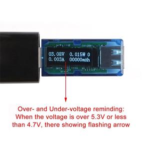 img 1 attached to 🔌 DROK 180043 USB Multimeter with OLED Display, DC 13V Voltage Ampere Power Capacity, 4-in-1 Multi Tester including USB 3.0 Hub