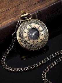 img 3 attached to 🕰️ Hicarer Vintage Pocket Watch in Bronze: Timeless Elegance for a Classic Look