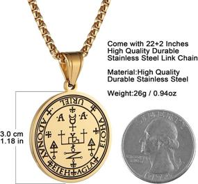 img 1 attached to 🔱 Empower Your Style with HZMAN Stainless Steel Sigil of Archangel Uriel Talisman Pendant Necklace: 22+2 Inch Chain