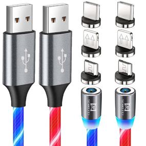 img 4 attached to Magnetic Charger Cable Typec Micro - Flowing LED 3 In 1 Cable Portable Audio & Video
