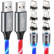 magnetic charger cable typec micro - flowing led 3 in 1 cable portable audio & video logo