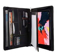 📚 stylish icarryalls zipper leather portfolio: removable tablet holder & padfolio case for ipad pro 12.9 2020 & 2018 - 13.8x13.8x11.0 in. (1901q-ip129-2018-bk) logo