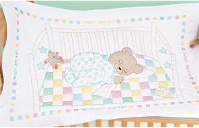 img 1 attached to Jack Dempsey Snuggly Teddy Stamped Crib Quilt Top - 40x60 Inches, in White