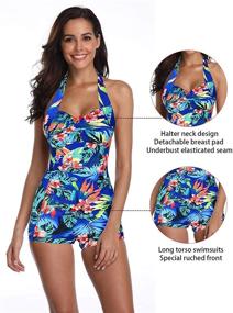 img 1 attached to 👙 Stylish Women's Vintage Swimsuits: Push Up, Tummy Control & Athletic – Plus Size Bathing Suit & Swimwear Collection