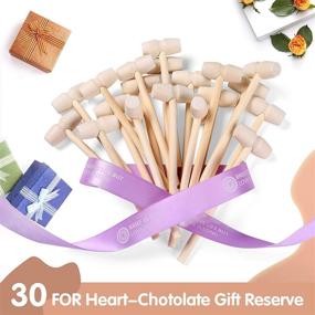 img 2 attached to 🔨 30-Piece Breakable Heart Hammer Set for Chocolate, Natural Wooden Mallets for Crushable Hearts, Kids Toys, Lobster and Seafood Crackers, Small Wood Mallets