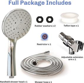 img 1 attached to 🚿 Silver MOIOIBE High Pressure 5 Modes Shower Head with Hose and Extension Arm - Detachable Handheld Showerhead