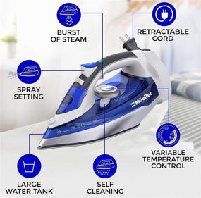 img 3 attached to 🔥 Mueller Professional Grade Steam Iron: Retractable Cord, Shot of Steam, 3 Way Auto Shut Off