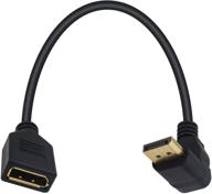 🔌 poyiccot 90 degree displayport extension cable, up angle displayport extender male to female dp to dp extension adapter cable gold plated 30 cm/12inch logo