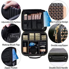 img 2 attached to 💼 GLADKING Travel Makeup Bag Train Case – Makeup Organizer Bag with Adjustable Dividers for Women – Cosmetic Case for Makeup Brushes, Toiletry, Jewelry, and Digital Accessories (Black)