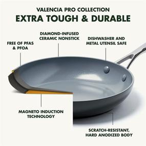 img 2 attached to 🍳 Набор кастрюль и сковородок Valencia Pro Hard Anodized Induction Safe Healthy Ceramic Nonstick - 11 предметов, серый от GreenPan.