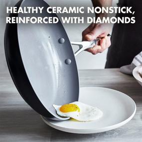 img 3 attached to 🍳 Набор кастрюль и сковородок Valencia Pro Hard Anodized Induction Safe Healthy Ceramic Nonstick - 11 предметов, серый от GreenPan.