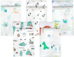 img 4 attached to 👶 Koo-dib Muslin Swaddle Blanket Set: Cozy and Gender-Neutral Baby Swaddles for Better Sleep - 5 Pack (0-3 months)