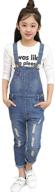 👖 elasticized girls' clothing: distressed suspender overalls jumpsuit for jumpsuits & rompers logo