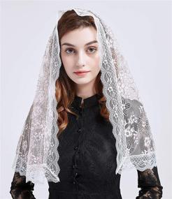 img 3 attached to 🌸 Exquisite Floral Embroidery Church Veil: Mesh Lace Fabric Net Veil Latin Mantillas Chapel Infinity Veil Y040 - Shop Now!