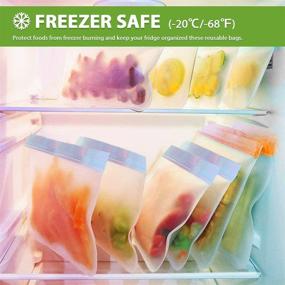 img 1 attached to Environmentally-friendly Reusable Storage Bags, 20 Pack BPA-Free PEVA Freezer Bags, Reusable Gallon Bags, Reusable Sandwich Bags, Silicone Food Bags for Women, Men, and Kids (20 Pack - 8 Large + 6 Sandwich + 6 Snack)