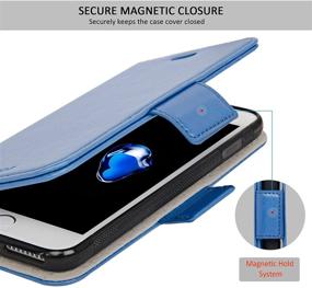 img 1 attached to 📱 Navor Detachable Magnetic Wallet Case with RFID Protection for iPhone 7 Plus [Vajio Series] - Hot Blue (IP7PVJHB)