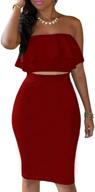 burgundy eiffel women's shoulder two piece dress set for women's clothing logo