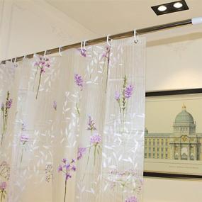 img 1 attached to Adwaita 72x72 Purple Flower Printed Plastic Shower Curtain - Rust Proof Grommets & 12 C Hooks