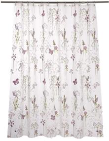 img 4 attached to Adwaita 72x72 Purple Flower Printed Plastic Shower Curtain - Rust Proof Grommets & 12 C Hooks