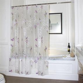 img 3 attached to Adwaita 72x72 Purple Flower Printed Plastic Shower Curtain - Rust Proof Grommets & 12 C Hooks