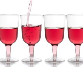 img 4 attached to Premium 6 oz Clear Plastic Wine Glasses, Set of 60 Stemmed Plastic Wine Cups