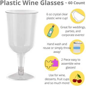 img 3 attached to Premium 6 oz Clear Plastic Wine Glasses, Set of 60 Stemmed Plastic Wine Cups