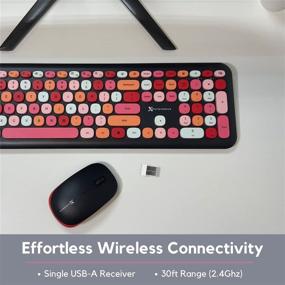 img 1 attached to 🖥️ X9 Performance Colorful Keyboard and Mouse Combo - Wireless 2.4Ghz - Enhance Your Space with a Stylish Wireless Keyboard and Mouse Set (110 Keys & 18 Shortcuts) - For PC, Chrome, and More - Black Multicolor