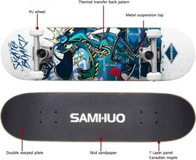 img 3 attached to 🛹 SAMHUO Skateboards: Pro Complete 31'' X 8'' Skateboard | 7 Layer Canadian Maple Deck for Extreme Sports