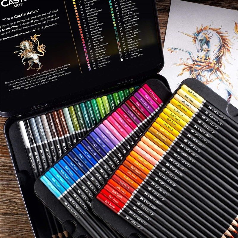 NEW Castle Art Supplies 72 premium colored pencil set in tin case
