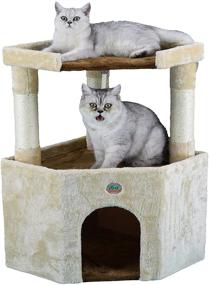 img 2 attached to 🐱 Premium Tall Beige & Brown Cat House by Go Pet Club: A Perfect Haven for Your Feline Friends