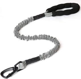 img 4 attached to Chooc6 Reflective Extendable Bungee Dog Leash, ideal for Medium to Large Dogs, in Grey and Orange