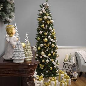 img 1 attached to 🎄 6-Foot Green Kingswood Fir Slim Christmas Tree by National Tree Company - Includes Stand - Artificial & Realistic Design