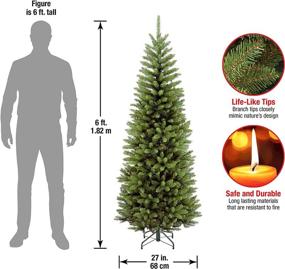 img 2 attached to 🎄 6-Foot Green Kingswood Fir Slim Christmas Tree by National Tree Company - Includes Stand - Artificial & Realistic Design