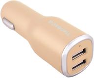 tranesca dual usb port car charger with 4.8a/24w for iphone x, 8, 7, 6s plus & more – gold logo