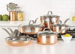 img 3 attached to 10 Piece Viking Culinary Hammered Copper Clad Cookware Set in 3-Ply Stainless Steel