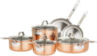 10 piece viking culinary hammered copper clad cookware set in 3-ply stainless steel logo