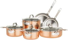 img 4 attached to 10 Piece Viking Culinary Hammered Copper Clad Cookware Set in 3-Ply Stainless Steel