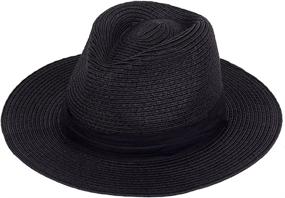 img 4 attached to 🌴 Stay Stylish and Protected with Women's Straw Panama Hat - Perfect Beach Accessory for Summer Sun, Wide Brim Floppy Fedora Cap with UPF50