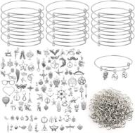 💍 diy jewelry making kit: 30 expandable bangle bracelets with 100 silver charms and jump rings logo