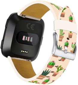 img 4 attached to Leather Strap Fitbit Versa Pattern Wearable Technology