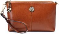 stylish and versatile clutch purses: genuine top grain leather wrist crossbody handbags for women logo