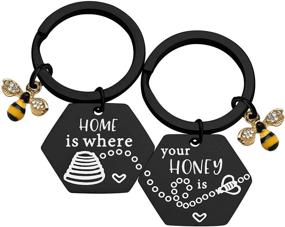 img 4 attached to 🐝 Honey Beehive Keychains: Perfect Couples Gift for Housewarming & Home Décor