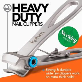 img 3 attached to 💅 KOHM Nail Clippers for Thick Nails - Heavy Duty, Wide Mouth Professional Fingernail and Toenail Clippers for Men, Women & Seniors, Silver: Get Ultimate Precision for Tough Nails